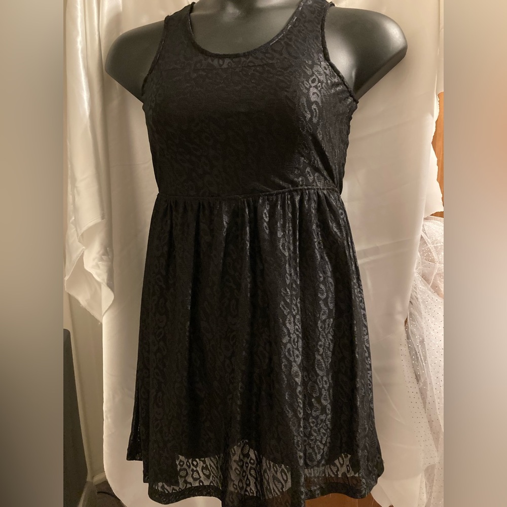 Black Lace Cheetah Print Dress